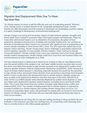 Essay on Migration and Displacement Risks Due to Mean Sea-level Rise