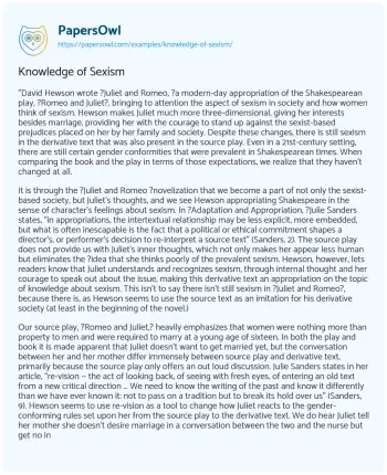 Essay on Knowledge of Sexism