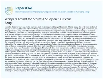 Essay on Whispers Amidst the Storm: a Study on “Hurricane Song”