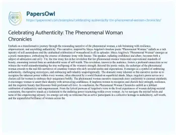 Essay on Celebrating Authenticity: the Phenomenal Woman Chronicles