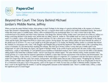 Essay on Beyond the Court: the Story Behind Michael Jordan’s Middle Name, Jeffrey