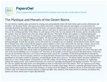 Essay on The Mystique and Marvels of the Desert Biome