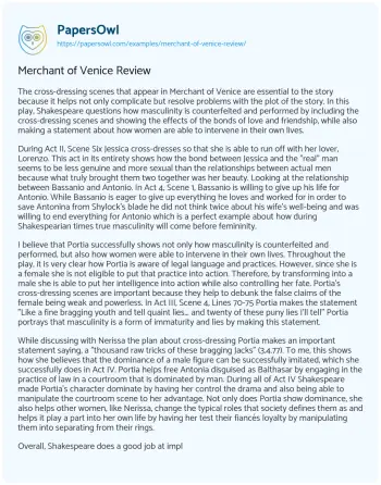 Essay on Merchant of Venice Review