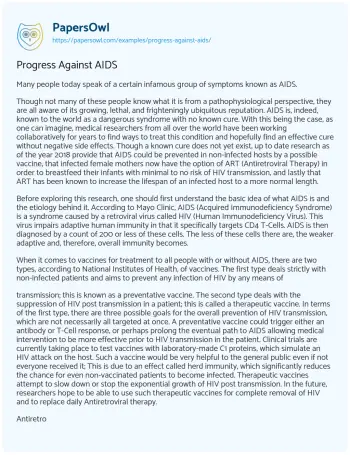 Essay on Progress against AIDS