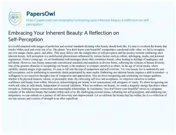 Essay on Embracing your Inherent Beauty: a Reflection on Self-Perception