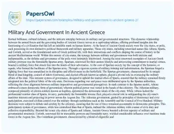 Essay on Military and Government in Ancient Greece