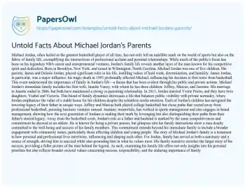 Essay on Untold Facts about Michael Jordan’s Parents