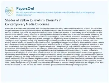 Essay on Shades of Yellow Journalism: Diversity in Contemporary Media Discourse