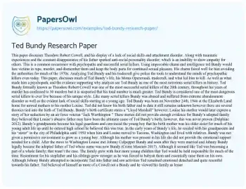 Essay on Ted Bundy Research Paper