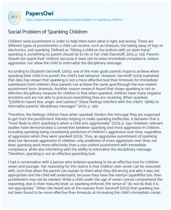 Essay on Social Problem of Spanking Children