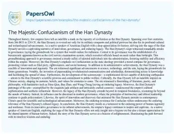 Essay on The Majestic Confucianism of the Han Dynasty