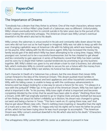 Essay on The Importance of Dreams