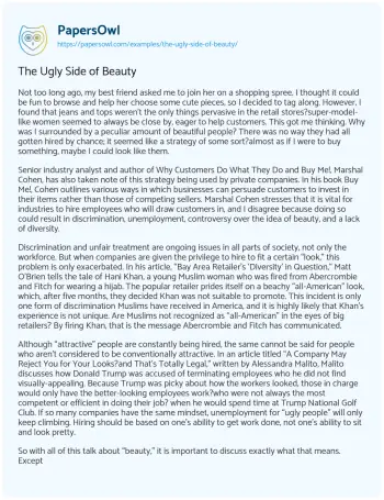 Essay on The Ugly Side of Beauty