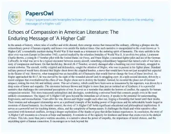 Essay on Echoes of Compassion in American Literature: the Enduring Message of ‘A Higher Call’