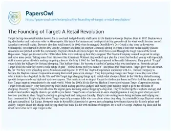 Essay on The Founding of Target: a Retail Revolution