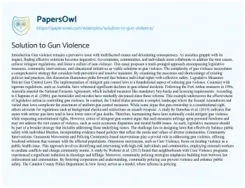 Essay on Solution to Gun Violence