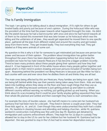 Essay on The is Family Immigration