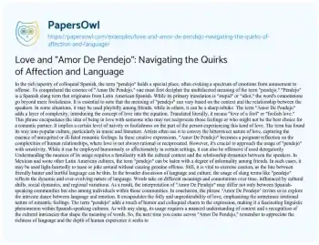 Essay on Love and “Amor De Pendejo”: Navigating the Quirks of Affection and Language