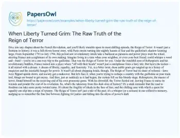 Essay on When Liberty Turned Grim: the Raw Truth of the Reign of Terror