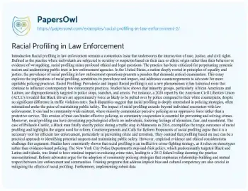 Essay on Racial Profiling in Law Enforcement