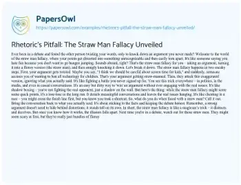 Essay on Rhetoric’s Pitfall: the Straw Man Fallacy Unveiled