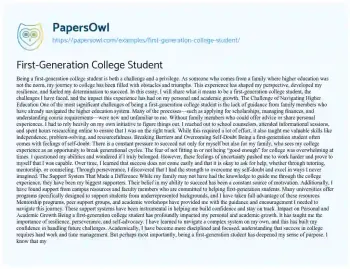 Essay on First-Generation College Student
