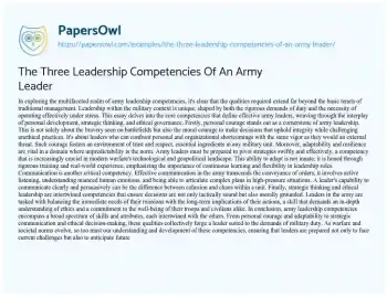 Essay on The Three Leadership Competencies of an Army Leader