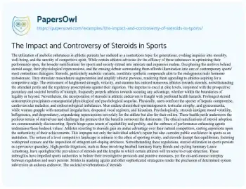 Essay on The Impact and Controversy of Steroids in Sports