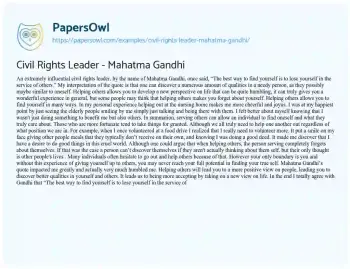 Essay on Civil Rights Leader – Mahatma Gandhi