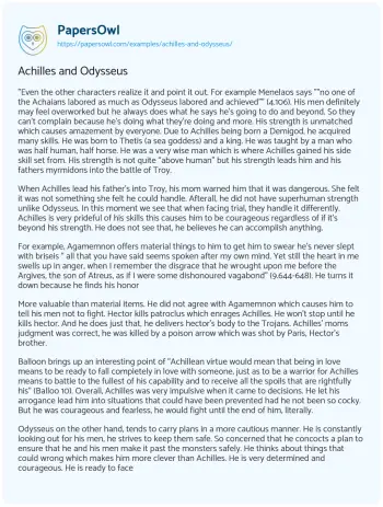 Essay on Achilles and Odysseus