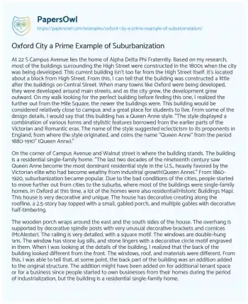 Essay on Oxford City a Prime Example of Suburbanization