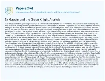 Essay on Sir Gawain and the Green Knight Analysis