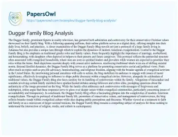 Essay on Duggar Family Blog Analysis