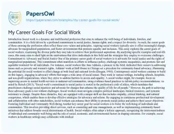 Essay on My Career Goals for Social Work