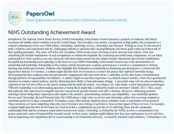 Essay on NJHS Outstanding Achievement Award