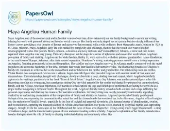 Essay on Maya Angelou Human Family