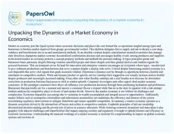 Essay on Unpacking the Dynamics of a Market Economy in Economics