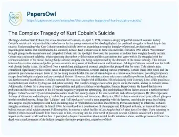 Essay on The Complex Tragedy of Kurt Cobain’s Suicide