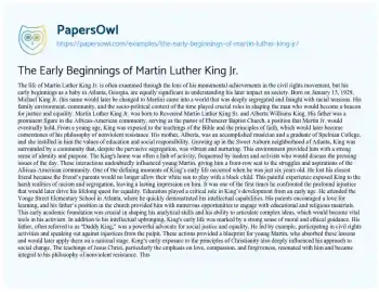 Essay on The Early Beginnings of Martin Luther King Jr.