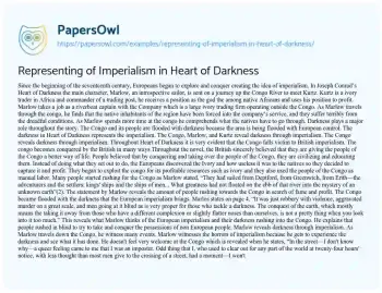 Essay on Representing of Imperialism in Heart of Darkness