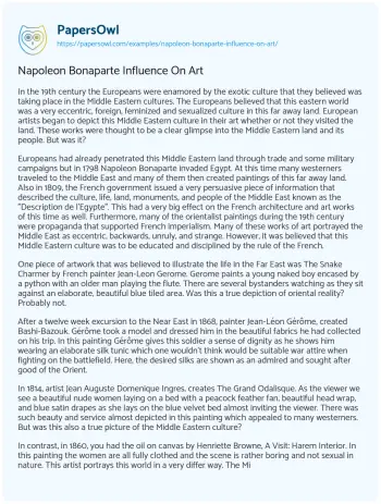 Essay on Napoleon Bonaparte Influence on Art