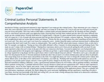 Essay on Criminal Justice Personal Statements: a Comprehensive Analysis