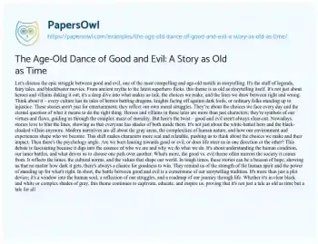 Essay on The Age-Old Dance of Good and Evil: a Story as Old as Time