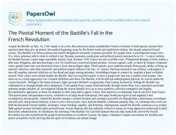 Essay on The Pivotal Moment of the Bastille’s Fall in the French Revolution