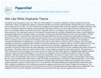 Essay on Hills Like White Elephants Theme