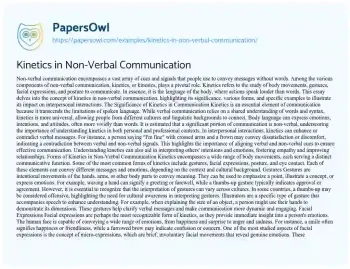 Essay on Kinetics in Non-Verbal Communication