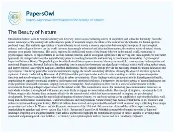 Essay on The Beauty of Nature