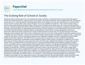 Essay on The Evolving Role of Schools in Society