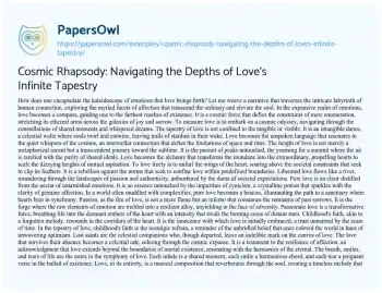 Essay on Cosmic Rhapsody: Navigating the Depths of Love’s Infinite Tapestry