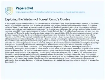 Essay on Exploring the Wisdom of Forrest Gump’s Quotes